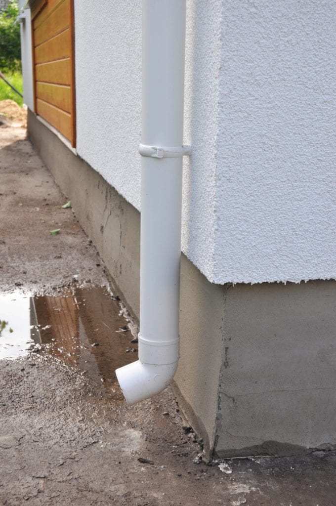 Downspouts take the water to the yard and help with mosquito control.