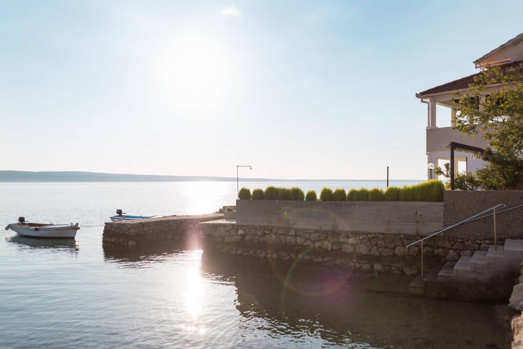 Seawalls mitigate flood damage.