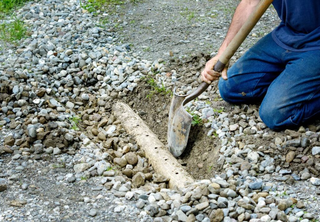 French drain is part of roof runoff.