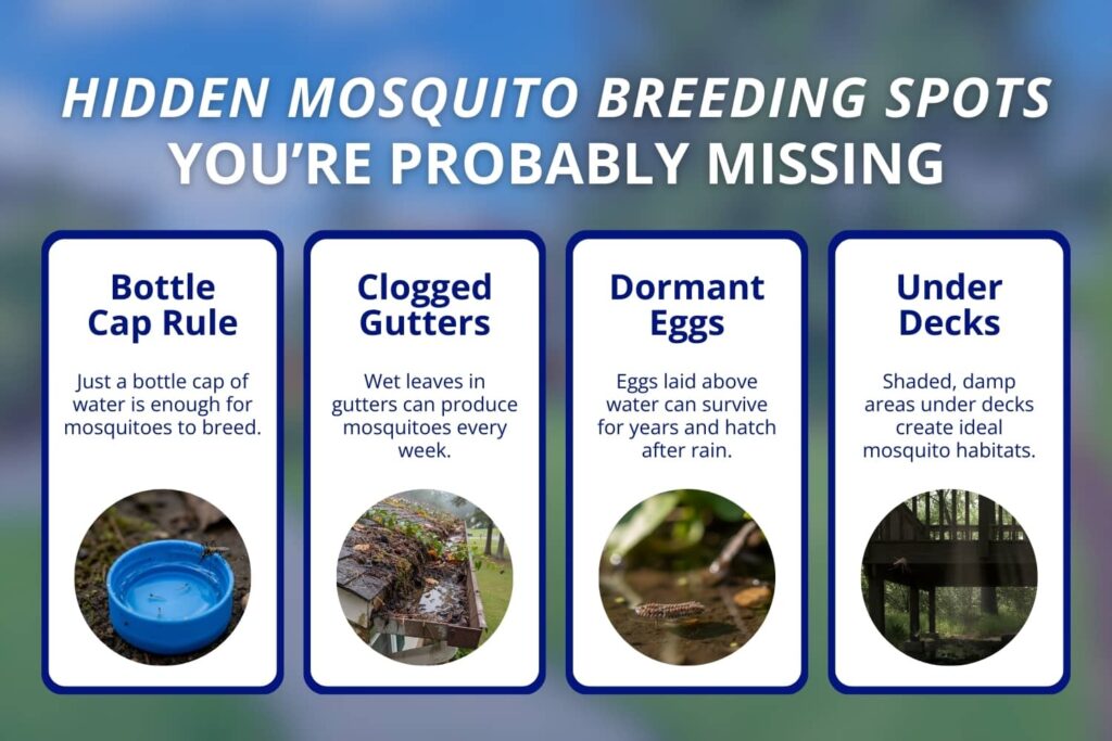 A visual showing common hidden mosquito breeding areas.