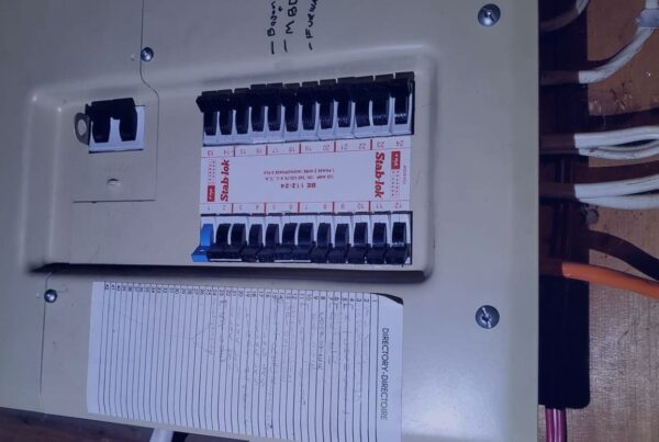 A Federal Pacific Electric Stab-Lok panel documented during a home inspection in Brevard County, Florida.